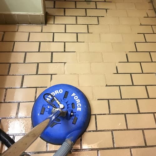 commercial tile cleaning clean area over dirty grout lines