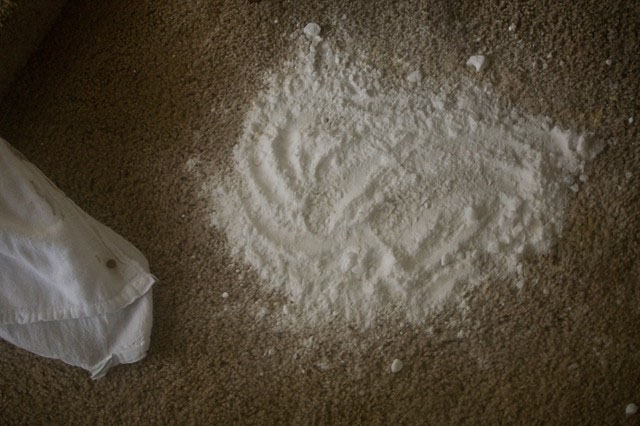 Baking soda on wet carpet