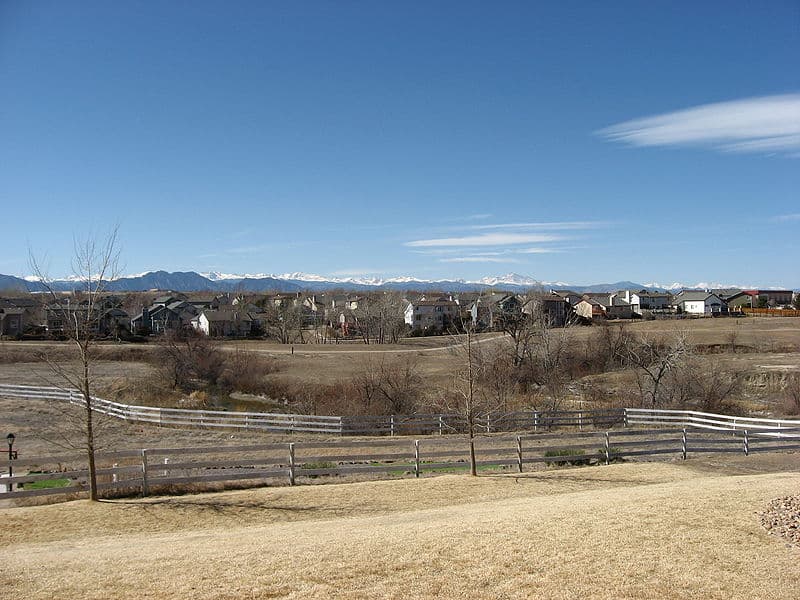 Westminster CO neighborhood overlooking Front Range mountains