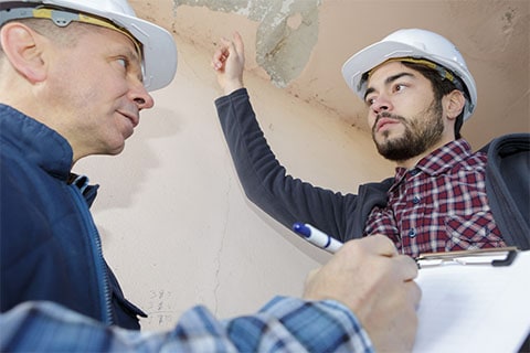 Inspecting area for water damage restoration