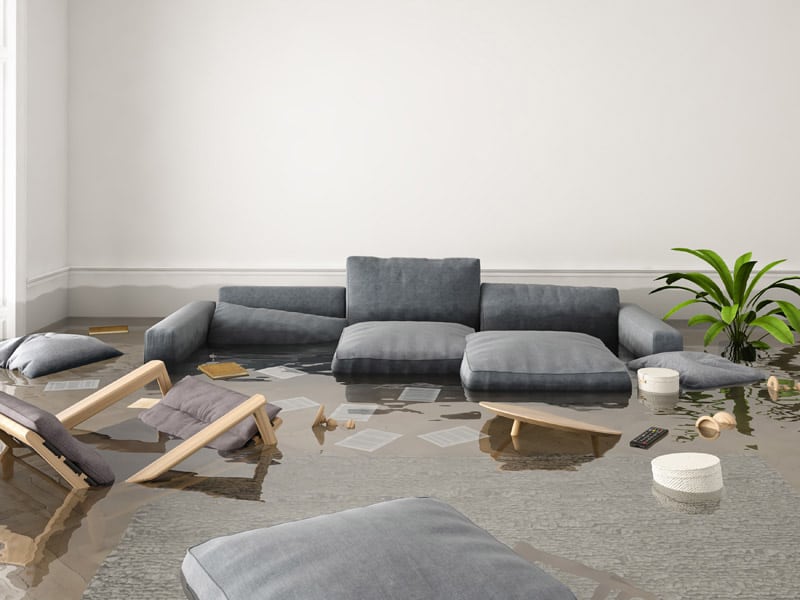 flooded room in a home